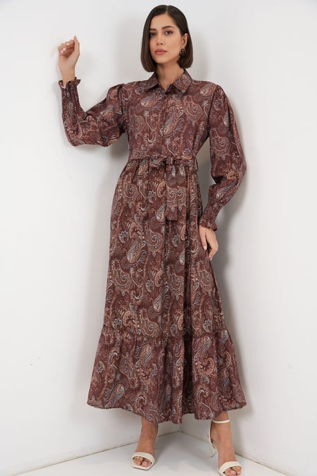 Maxi Overhemdjurk met Paisleyprint en Ceintuur - Image 3