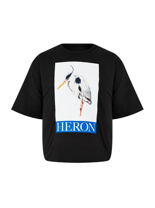 Gewatteerd T-shirt met geschilderd reigerlogo - Image 1
