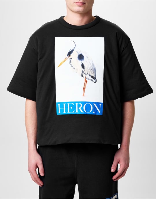 Gewatteerd T-shirt met geschilderd reigerlogo - Image 3