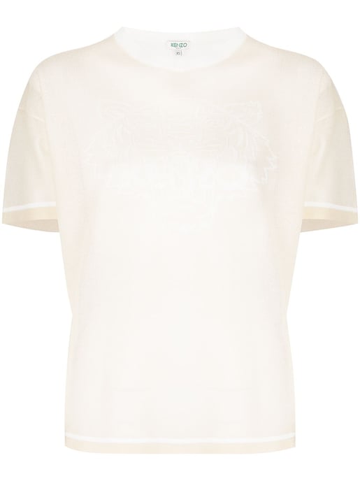 T-shirt van mesh met tijgerlogo - Image 1