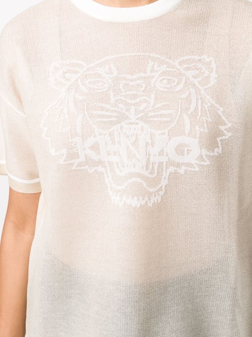 T-shirt van mesh met tijgerlogo - Image 5