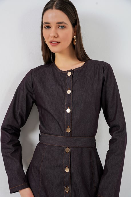 Gevormde Denim Midi-jurk - Image 2