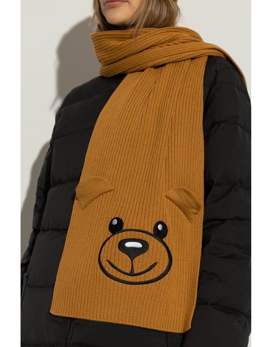 Gebreide sjaal met geborduurd teddybeermotief - Image 4