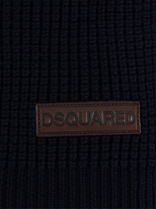 Gebreide wollen sjaal met logo-patch - Image 2