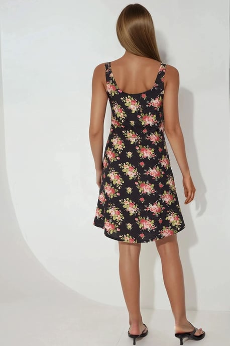 U Kraag Gedrukt Fitted Mini-jurk - Image 4