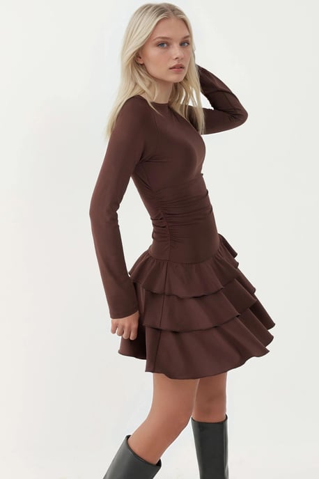 Rimpelige Crew Neck Mini Jurk - Image 3