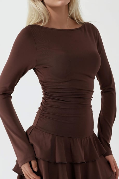 Rimpelige Crew Neck Mini Jurk - Image 5