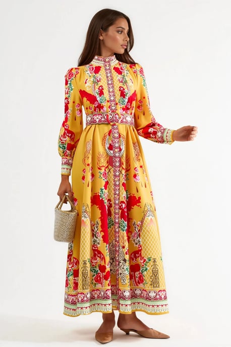 Bloemen Maxi Jurk met Ceintuur - Image 1
