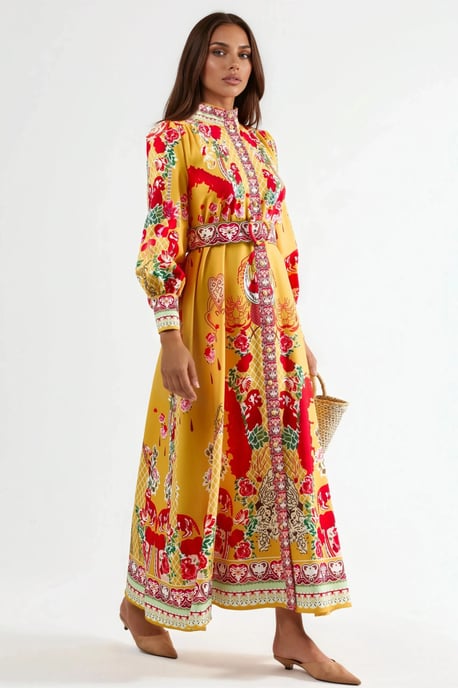 Bloemen Maxi Jurk met Ceintuur - Image 2
