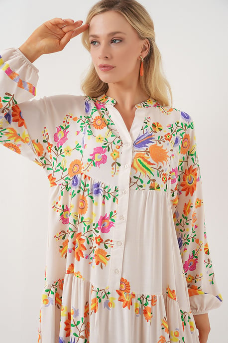 Geprinte V-Hals Maxi Jurk - Image 4