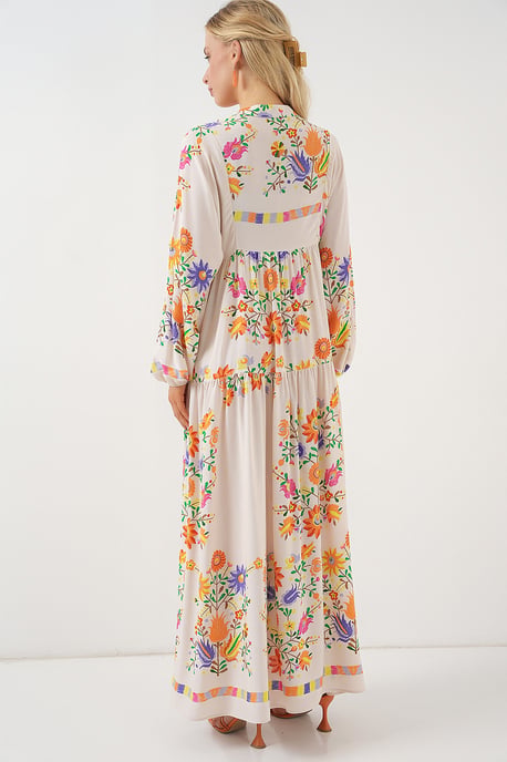 Geprinte V-Hals Maxi Jurk - Image 6