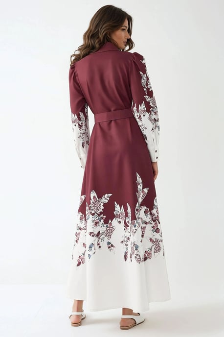 Geprinte Maxi-Jurk met Lange Mouwen en Ceintuur - Image 5