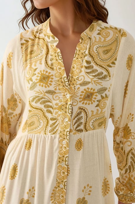 Geprinte Maxi Jurk met V-hals en Knoopdetails - Image 5
