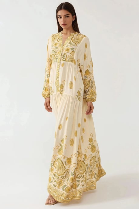 Geprinte Maxi Jurk met V-hals en Knoopdetails - Image 6