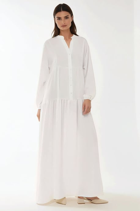 Gestructureerde V-hals Maxi-jurk met knoopdetails - Image 5