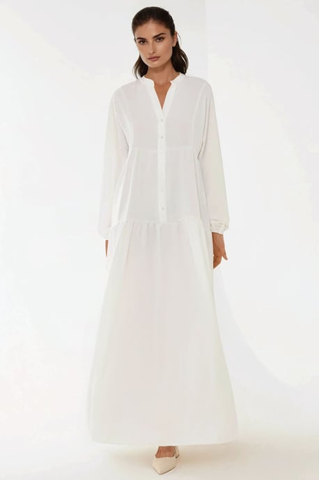 Gestructureerde V-hals Maxi-jurk met knoopdetails - Image 6