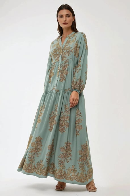 Geprinte Viscose Maxi-jurk met Hemd-kraag - Image 2