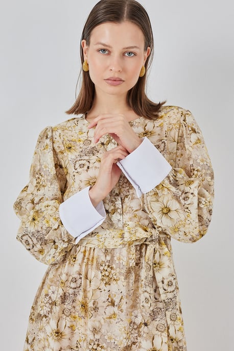 Viskose Blend Geprinte Maxi Jurk met Knopenlijn - Image 3