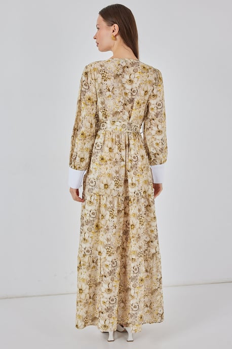 Viskose Blend Geprinte Maxi Jurk met Knopenlijn - Image 6