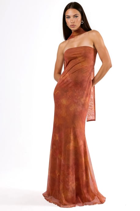 Strapless Bloemen Bodycon Maxi Jurk - Image 6