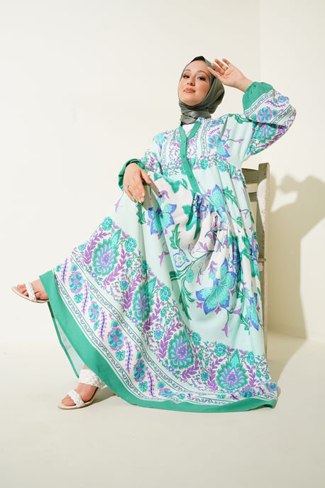 Gedrukt V-hals Maxi Jurk - Image 3