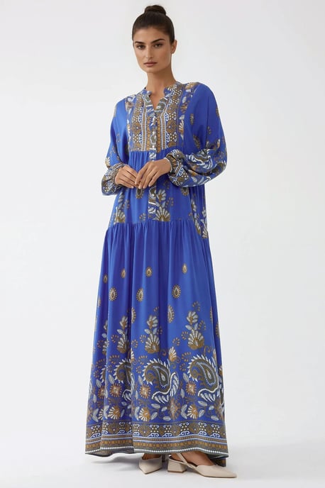 Geprinte Maxi Jurk met Lange Mouwen van Viscose - Image 1