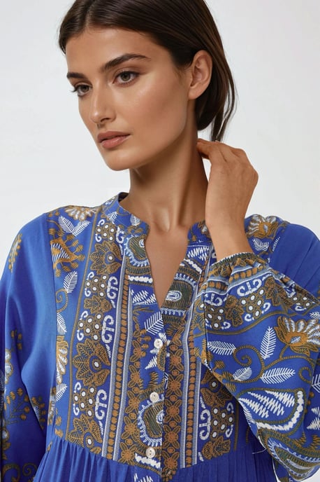 Geprinte Maxi Jurk met Lange Mouwen van Viscose - Image 4