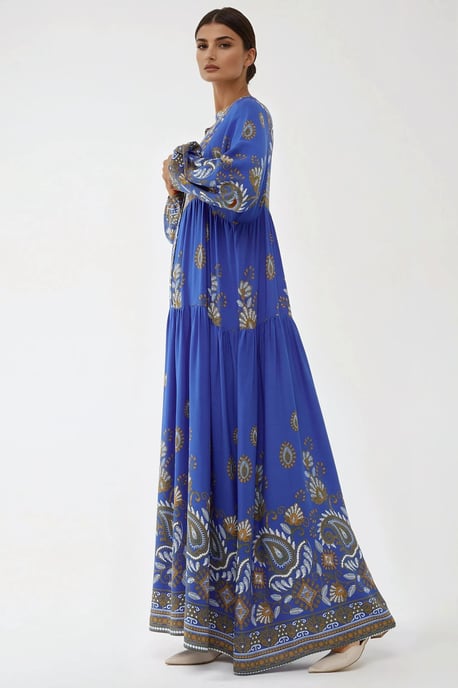 Geprinte Maxi Jurk met Lange Mouwen van Viscose - Image 6