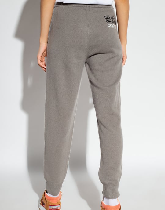 Gebreide kasjmier joggingbroek met logo - Image 4