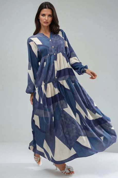 Geprinte Lange Mouwen Viscose Maxi Jurk - Image 2