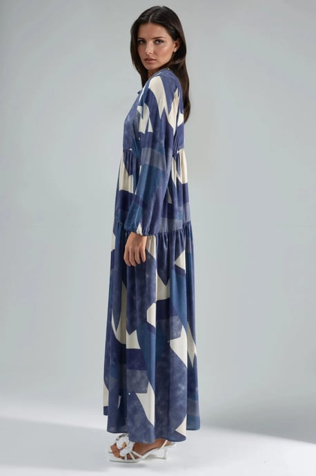 Geprinte Lange Mouwen Viscose Maxi Jurk - Image 4