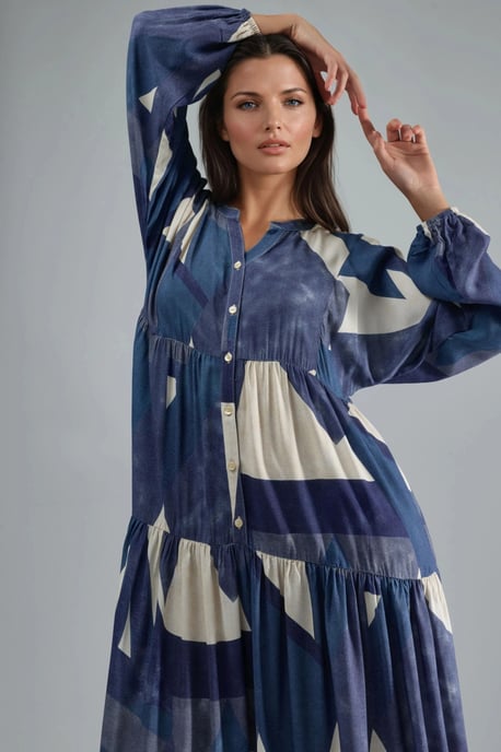 Geprinte Lange Mouwen Viscose Maxi Jurk - Image 5