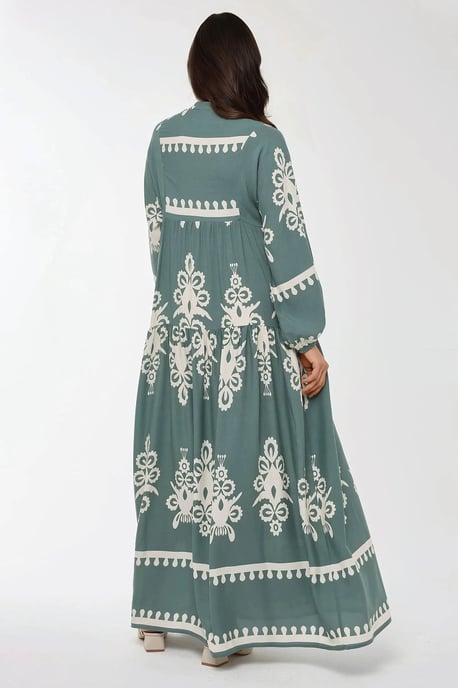 Geprinte Lange Mouwen Viscose Maxi Jurk - Image 2