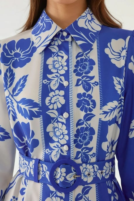 Geprinte Maxi-jurk met Lange Mouwen en Ceintuur - Image 3