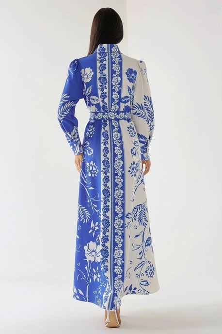 Geprinte Maxi-jurk met Lange Mouwen en Ceintuur - Image 4