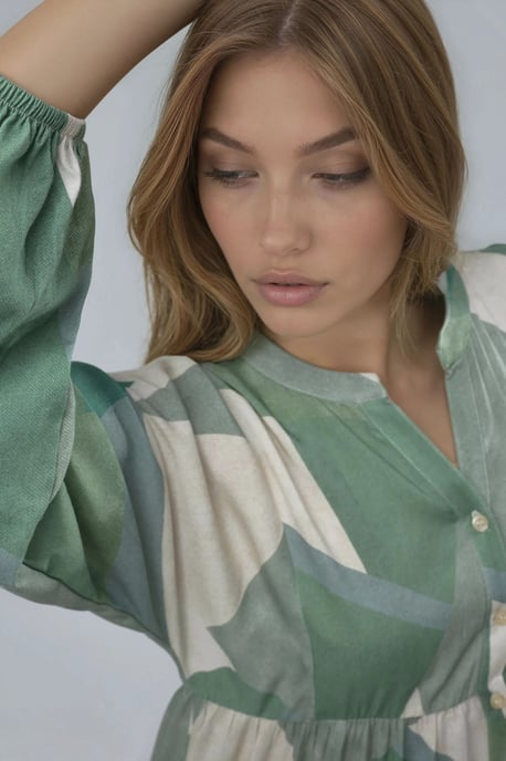 Geprinte Lange Mouw Viscose Maxi Jurk - Image 6