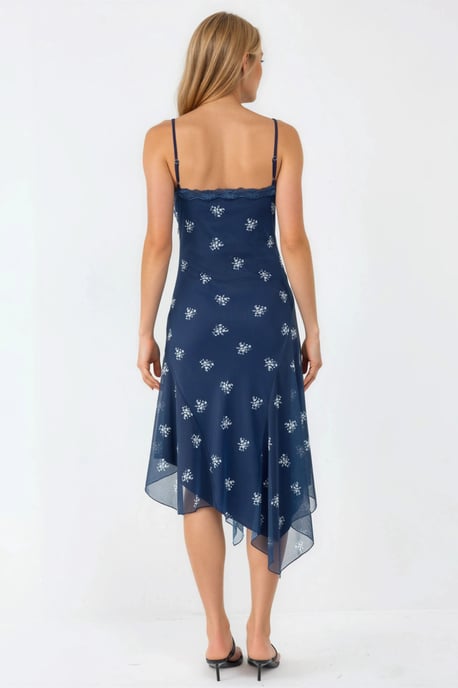 V-hals Gedrukt Bodycon Maxijurk met Kantdetail - Image 5