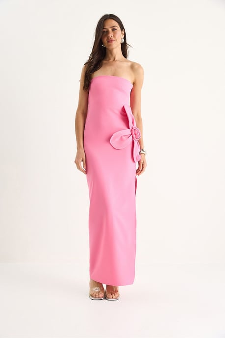 Strapless Bloemen Maxi Jurk met Strikdetail - Image 2