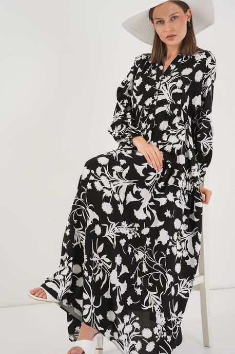 Geprinte V-hals Maxi Jurk - Image 3