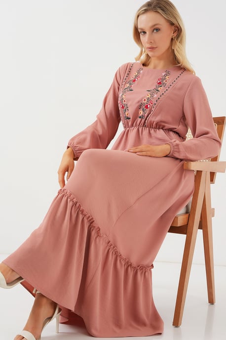 Geborduurde Maxi-jurk met Ronde Hals - Image 2