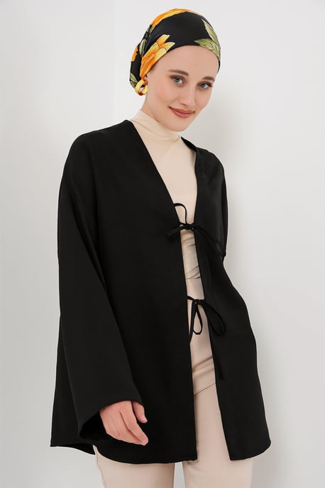 Linnenmix Lange Mouw Kimono met Binding Detail - Image 4