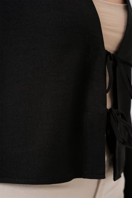 Viscose Blend V-Hals Lange Mouw Kimono met Binding Detail - Image 5