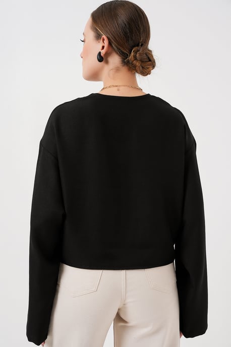 Viscose Blend V-Hals Lange Mouw Kimono met Binding Detail - Image 6