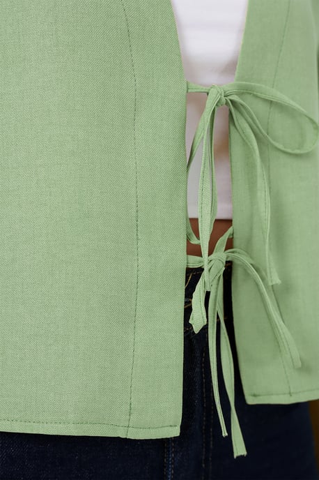 Viscose Blend V-Hals Lange Mouw Kimono met Binding Detail - Image 2