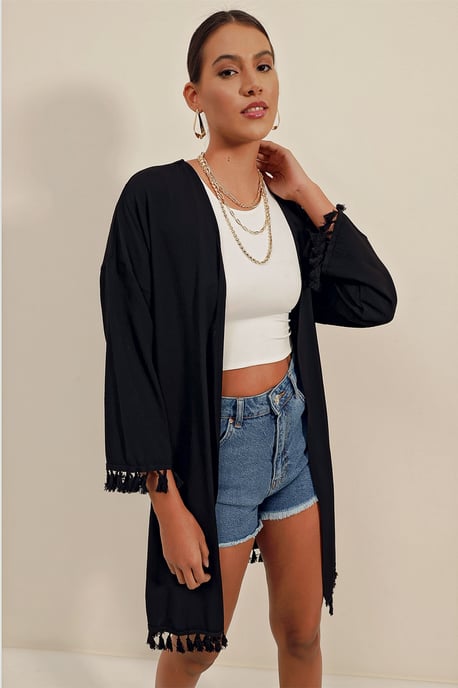 Midi Strand Kimono met Pompom Detail - Image 4