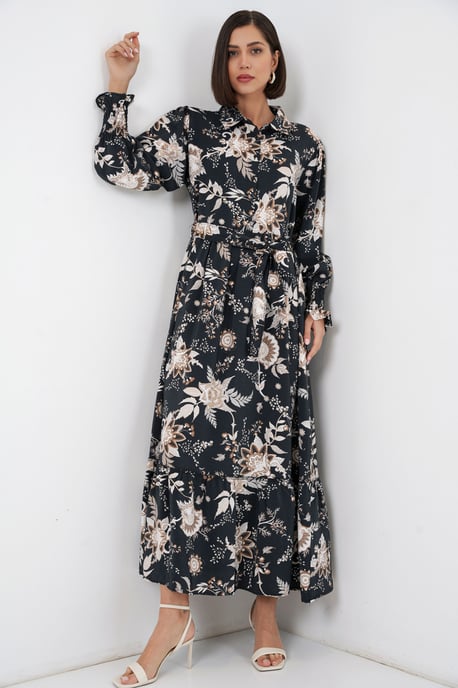 Maxi Hemdjurk met Paisleyprint en Ceintuur - Image 1