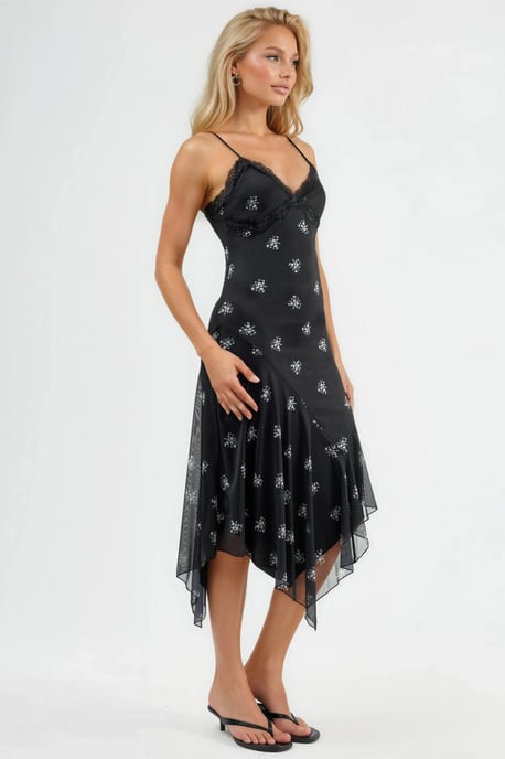 V-hals Gedrukt Bodycon Maxi Jurk met Kantdetails - Image 2