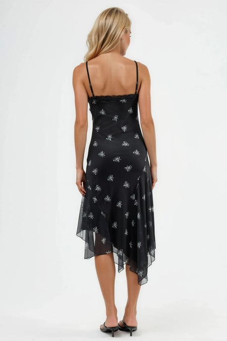 V-hals Gedrukt Bodycon Maxi Jurk met Kantdetails - Image 4