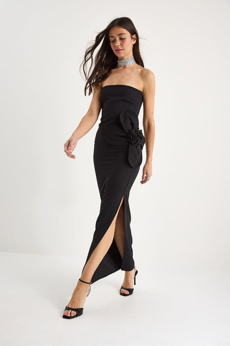 Strapless Bloemen Maxi Jurk met Strikdetail - Image 2