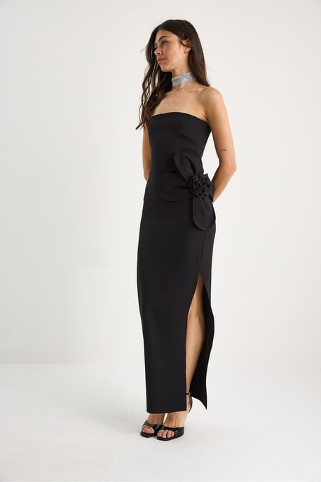 Strapless Bloemen Maxi Jurk met Strikdetail - Image 4